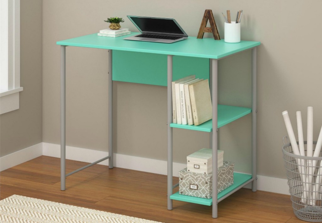 Basic Metal Student Desk Study Home and Office Workstation Dorm Mainstays New